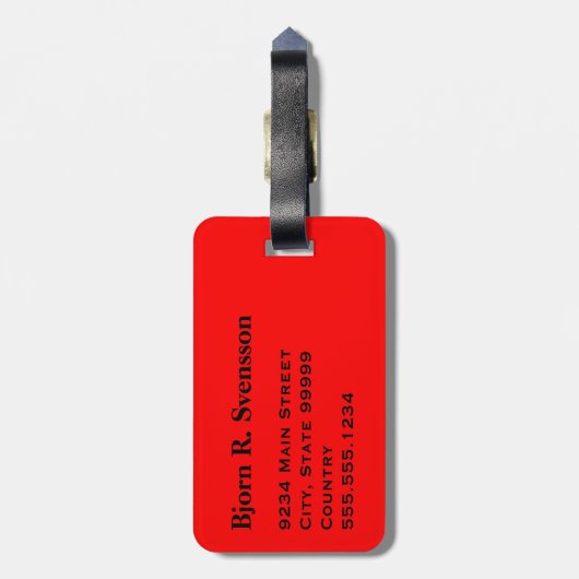 Monogram Drie Zwarte Streep op Rood Bagagelabel (Achterkant verticaal)