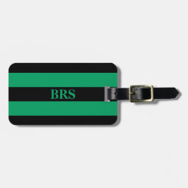 Monogram Drie Zwarte Streep op Shamrock Groen Bagagelabel