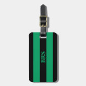 Monogram Drie Zwarte Streep op Shamrock Groen Bagagelabel (Voorkant verticaal)
