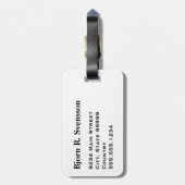 Monogram Drie Zwarte Streep op Wit Bagagelabel (Achterkant verticaal)