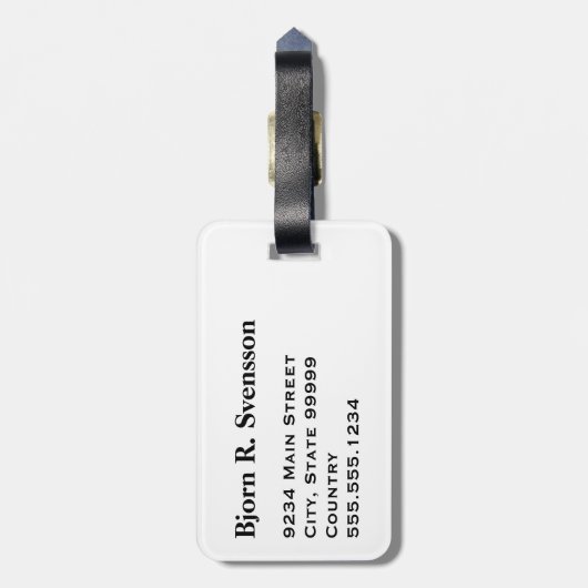 Monogram Drie Zwarte Streep op Wit Bagagelabel (Achterkant verticaal)