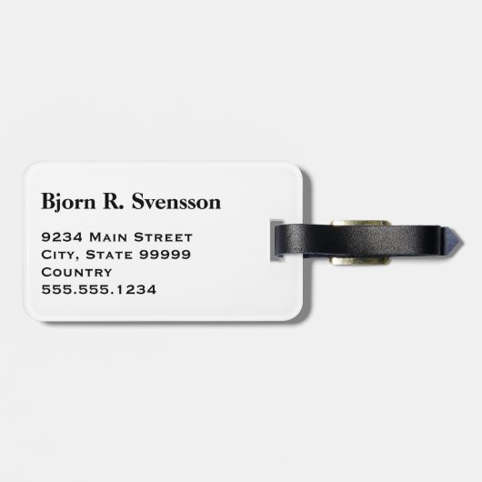 Monogram Drie Zwarte Streep op Wit Bagagelabel (Achterkant horizontaal)