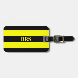 Monogram Drie Zwarte Strepen op Geel Bagagelabel