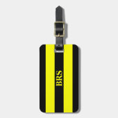 Monogram Drie Zwarte Strepen op Geel Bagagelabel (Voorkant verticaal)