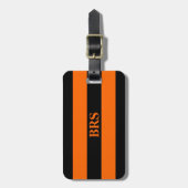Monogram Drie Zwarte Strepen op Oranje Bagagelabel (Voorkant verticaal)