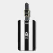 Monogram Drie Zwarte Strepen op Wit Bagagelabel (Voorkant verticaal)