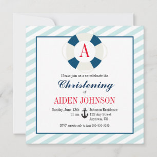 Monogram Drijfbaken Nautische Doop Voor Baby Jonge Kaart