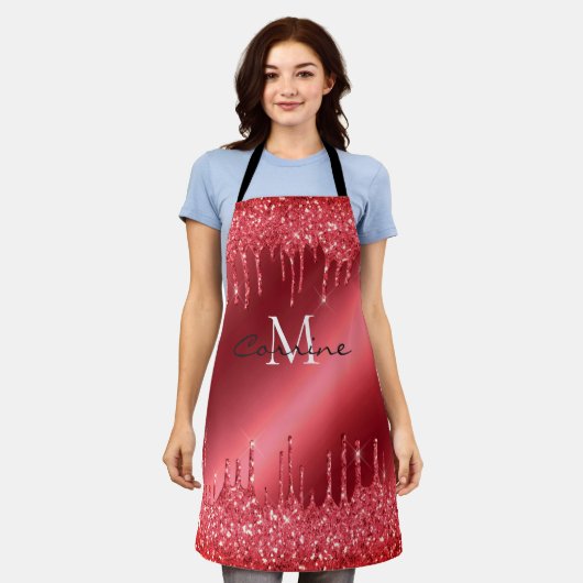 Monogram Dripping Rood Glitter Crimson Metallic Schort (Gedragen)