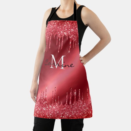 Monogram Dripping Rood Glitter Crimson Metallic Schort (Insitu)