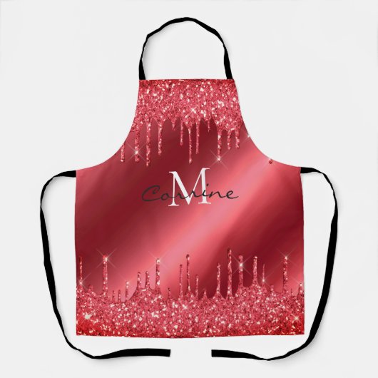 Monogram Dripping Rood Glitter Crimson Metallic Schort (Voorkant)