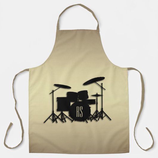 Monogram drum Antiek goud instellen Schort (Voorkant)