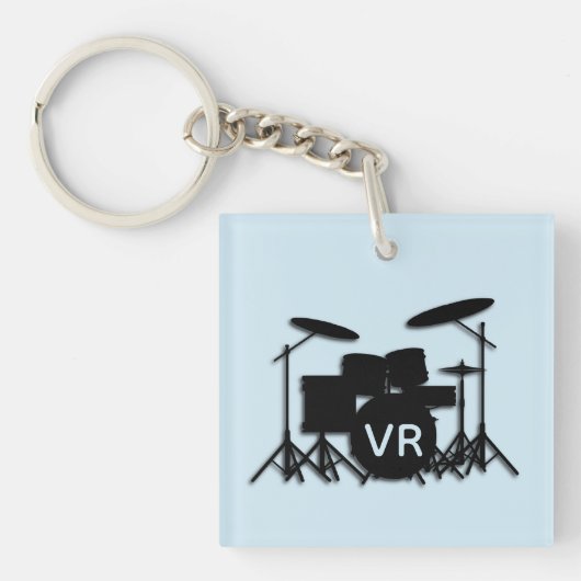 Monogram drum Hoesje Silver Plantend Ketting inste Sleutelhanger (Voorkant)