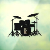 Monogram drum Set Music Design Roze Showgordijn Raamsticker (Vel 3)