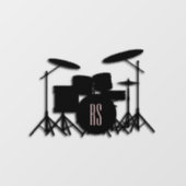 Monogram drum Set Music Design Roze Showgordijn Raamsticker (Vel)
