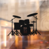 Monogram drum Set Music Design Roze Showgordijn Raamsticker (Vel 2)