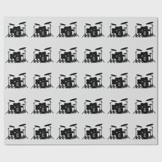 Monogram drum Silver Cadeaupapier (Vlak)