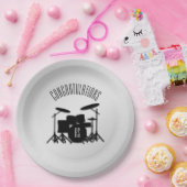 Monogram drum Silver Gefeliciteerd Papieren Bordje (Feest)