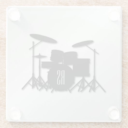 Monogram drum Silver Glazen Onderzetter (Achterkant)