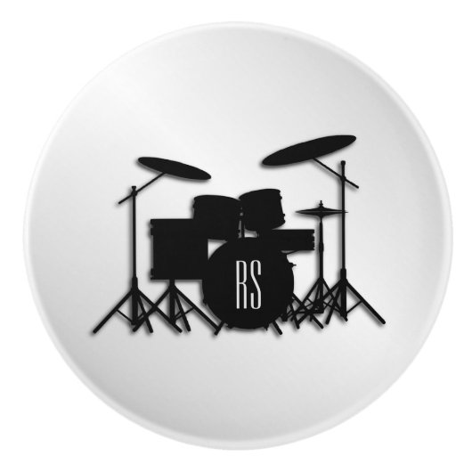 Monogram drum Silver Keramische Knop (Voorkant)