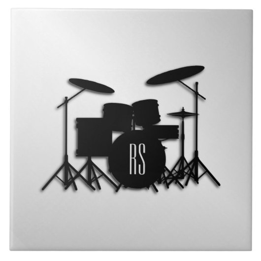 Monogram drum Silver Tegeltje (Voorkant)