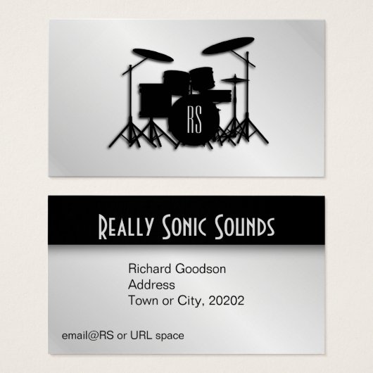 Monogram drum Silver Visitekaartje (Voorkant /achterkant)