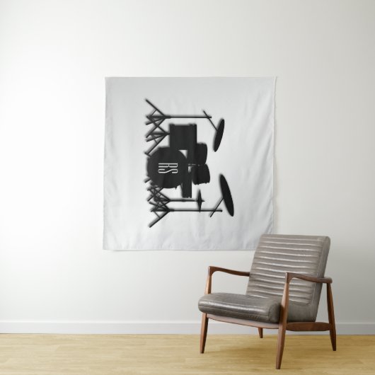 Monogram drum Silver Wandkleed (In Situ (horizontaal))