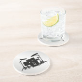 Monogram drum Silver Zandsteen Onderzetter (Zijkant)