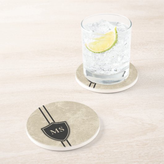 Monogram Drummer  Bass Drum Drumming Zandsteen Onderzetter (Zijkant)