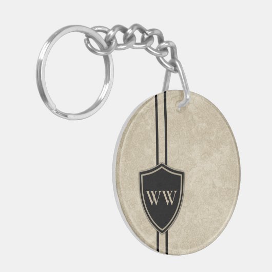 Monogram drummer Bass Drum Style Crest Drumming Ke Sleutelhanger (Voorkant Links)