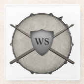 Monogram Drummer Rock & Roll Snare Drum Musician Glazen Onderzetter (Voorkant)