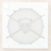 Monogram Drummer Rock & Roll Snare Drum Musician Glazen Onderzetter (Achterkant)