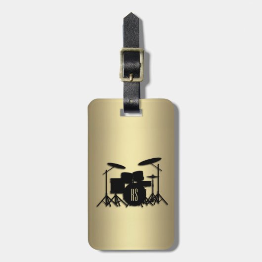 Monogram drumset Gold Bagagelabel (Voorkant verticaal)