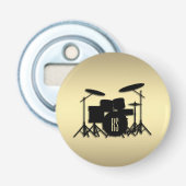 Monogram drumset Gold Button Flesopener (Voorkant)