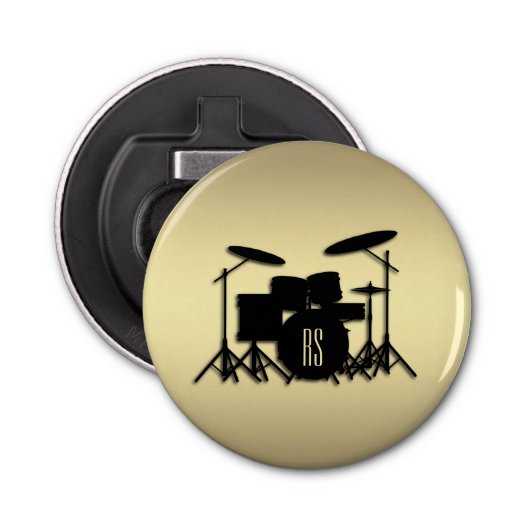 Monogram drumset Gold Button Flesopener (Voorkant)