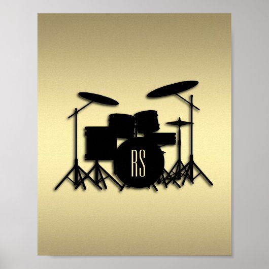 Monogram drumset Gold Poster (Voorkant)
