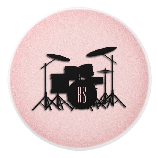 Monogram drumset muziekontwerp keramische knop (Voorkant)