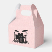 Monogram drumset muziekontwerp roze bedankdoosjes (Voorkant Zijde)