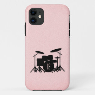 Monogram drumset muziekontwerp roze Case-Mate iPhone case