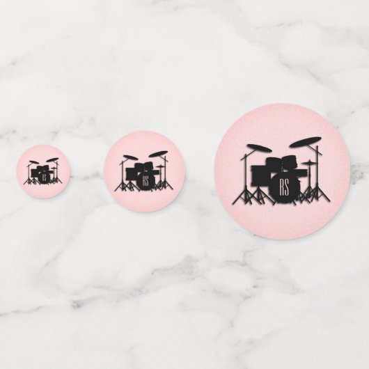 Monogram drumset muziekontwerp roze confetti (Achterkanten)