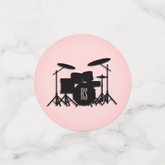 Monogram drumset muziekontwerp roze confetti (Kleine voorkant)