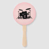 Monogram drumset muziekontwerp roze handwaaier (Achterkant)