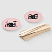 Monogram drumset muziekontwerp roze handwaaier (Niet-gemonteerd)
