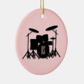 Monogram drumset muziekontwerp roze keramisch ornament (Rechts)