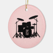 Monogram drumset muziekontwerp roze keramisch ornament (Links)