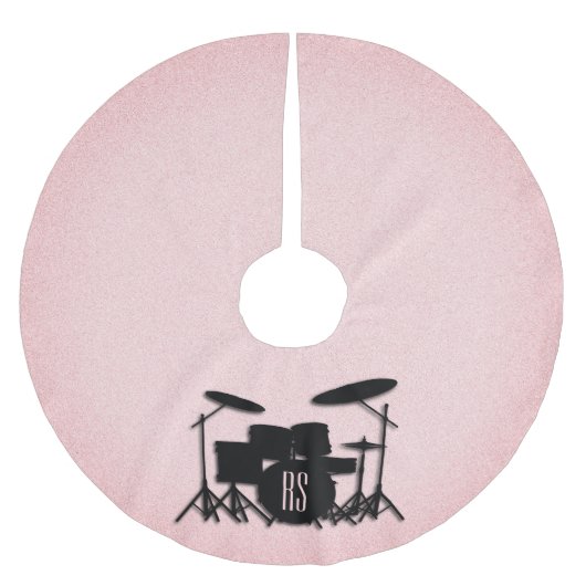 Monogram drumset muziekontwerp roze kerstboom rok (Voorkant)