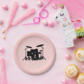 Monogram drumset muziekontwerp roze papieren bordje (Feest)