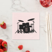 Monogram drumset muziekontwerp roze servet (Insitu)