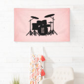 Monogram drumset muziekontwerp roze spandoek (Insitu)