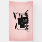 Monogram drumset muziekontwerp roze spandoek (Verticaal)