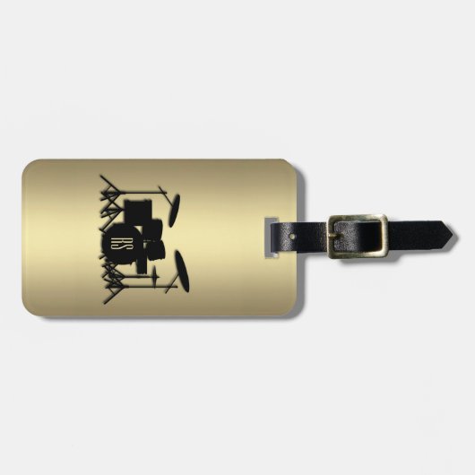 Monogram Drumstel Goud Bagagelabel (Voorkant horizontaal)